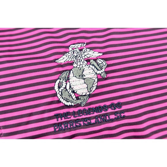 Footjoy Men's Medium Purple Striped Golf Performance Polo Shirt Military Marines - Picture 5 of 7